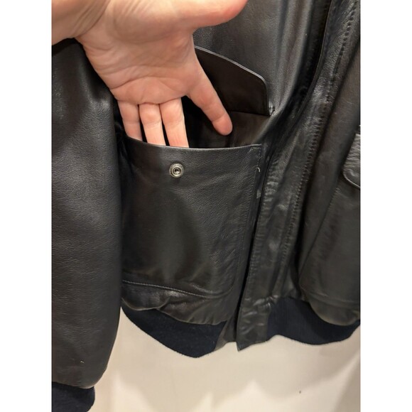 Hard Rock Cafe Las Vegas Men L Leather Bomber Jacket Vintage Y2K Biker Retro - Picture 4 of 16